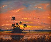 Alfred Hair Highwaymen Painting, Florida Sunset - Sold for $15,360 on 11-04-2023 (Lot 775).jpg